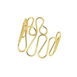 Irregular curved hollow wavy gold stainless steel open bangle for women