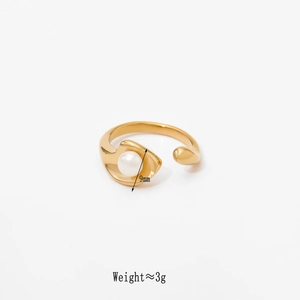 Minimalist gold-plated open ring featuring a 9mm pearl accent for elegant women's style