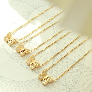 Butterfly Pendant Necklace 18K Gold Plated Titanium Steel With Zircon Elegant Clavicle Chain Jewelry For Women Gift