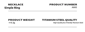 Technical specifications for minimalist titanium steel ring model A085 weight 0.3g
