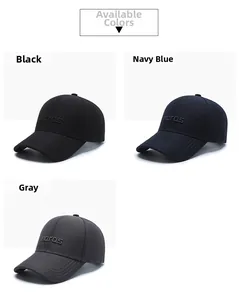 Tre colori di berretti da baseball in nero, blu navy e grigio con ricamo noros