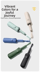 Foldable 24-rib automatic umbrella available in ivory, mint green, blue, green, and black