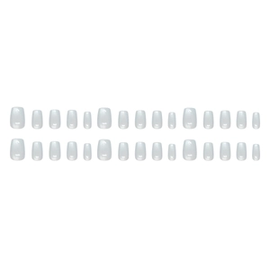 Short square light blue iridescent press-on nail kit with 24 pieces of shimmering tips