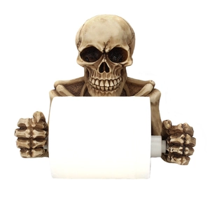 Gothic skull wall-mounted toilet paper holder made of resin for Halloween home decor