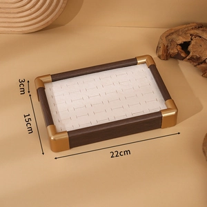 Detail view of walnut wood jewelry tray for rings with dimensions 22x15x3cm