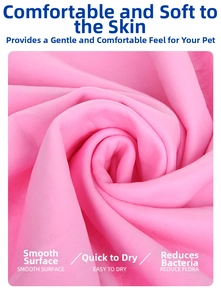 Macro shot of soft pink microfiber pet towel showing dense absorbent fabric texture