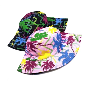 Chapeaux bob d'été unisexes avec imprimé palmier tropical et motifs géométriques