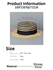 Detaillierte Größentabelle für den Strohhut mit 9cm Tiefe und 6cm Krempenlänge