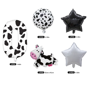 Cow print number 0 foil balloon set for children birthday party decorations 40 inch