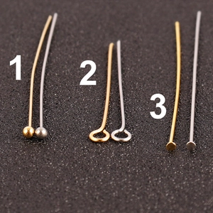 Stainless steel ball pins, eye pins, and flat head pins in gold and silver plating