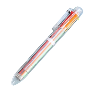 Penna a sfera trasparente a 6 colori con ricariche di inchiostro multicolore per studenti