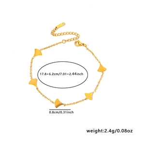 Elegant gold stainless steel bracelet featuring delicate ginkgo leaf pendants with lobster clasp