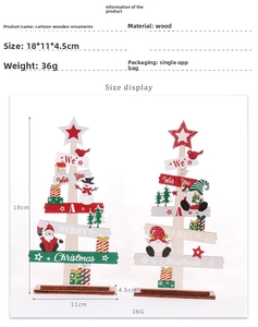 Detailed view of hand-painted wooden Christmas tree gnome ornaments with 18x11x4.5cm size