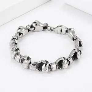 Men Boxing Glove Link Bracelet 316L Stainless Steel Hip Hop Punk Jewelry Silver Color Creative Hand Chain Accessory