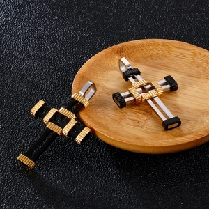 Punk hollow cross pendants in black and silver finishes with industrial metal texture