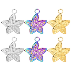 Seestern Anhänger Halskette Edelstahl Spirale Muster Vakuum 18K Vergoldet Mode Schmuck