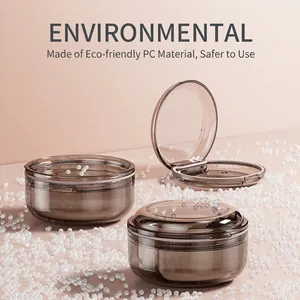 Brown orthodontic retainer case set with transparent PC material and flip-top design