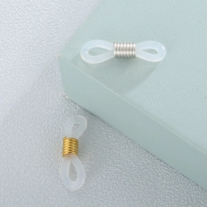 Silicone eyeglass chain connectors with gold and silver metal coils for DIY eyewear