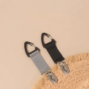 Portable Oxford cloth hat clip for outdoor travel with gray and black durable strap