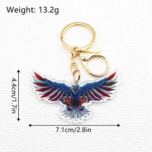 Eagle keychain with American flag pattern made of acrylic for backpacks and cars
