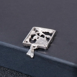 Silver stainless steel pendant with hollow dragon relief and rectangle frame design