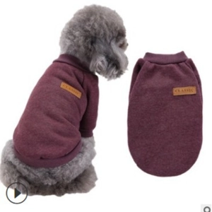 Classic burgundy knit pet sweater for small dogs and cats with warm fleece texture