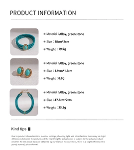 Detailed size and weight specs for bohemian stone beaded necklace and jewelry set