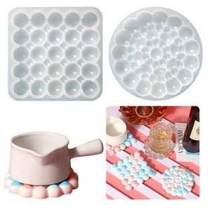 Bubble Pattern Coaster Silicone Mold Round Square DIY Resin Casting Handmade Heat Insulated Pad Craft Decorative Tools