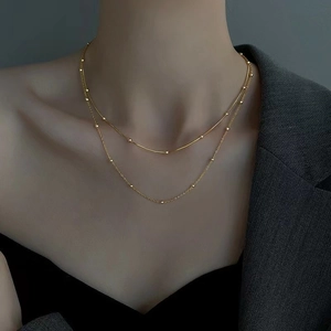 Minimalist Round Bead Snake Chain Necklace And Bracelet Jewelry For Women Alloy Light Luxury Elegant Geometric Choker