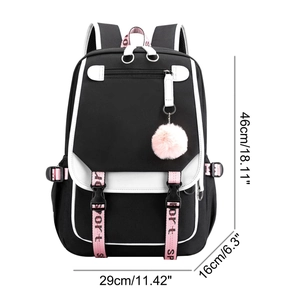 Zaino scolastico grande capacità dimensioni 46x29x16cm con porta di ricarica USB