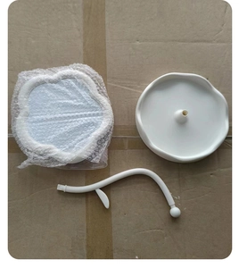 Composants d'un miroir de maquillage tournesol blanc avec base et tige de support