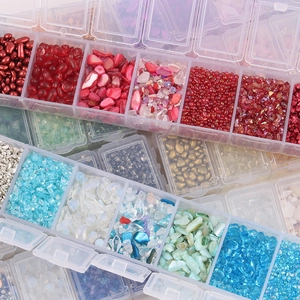 7-grid colorful irregular glass crushed stone set for DIY nail art and crafts