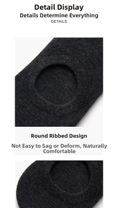 Macro shot of the elastic round ribbed cuff on a gray cotton invisible no-show sock