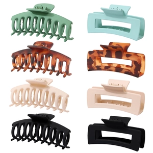 Matte finish 11cm large hair claw clips in rectangular and semi-circle assorted colors