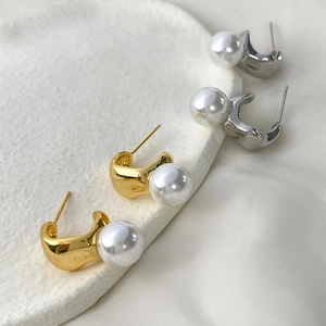 Boucles D'oreilles Künstliche Perles En Métal Irrégulier Bijoux Géométriques En Cuivre Avec Tige En Argent Sterling 925 Femmes
