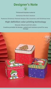 Macro detail of Christmas tin box with high-definition print and airtight metal lid