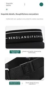 Detail view of the adjustable buckle strap and athletic lettering on the black sun visor