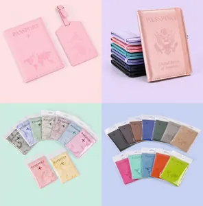 Detailed collection of PU leather passport covers featuring marble patterns and world map designs
