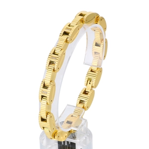 Gold stainless steel watch band bracelet for men with luxury diamond paved accents
