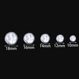 Irregular white ABS imitation pearl triangles in sizes 10mm to 18mm with measurements