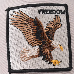 Eagle embroidery baseball cap with Freedom patch featuring a vintage distressed cotton finish