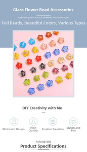 Macro detail of colorful frosted glass flower beads for DIY handmade jewelry crafting