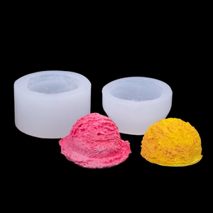 Detailed macro view of silicone molds and realistic texture ice cream scoop wax models