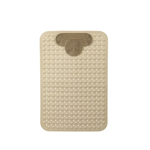 Non-slip bathroom mat with massage brush in khaki, safe for shower and bathtub