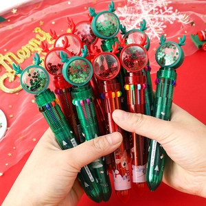 Christmas cartoon 10-color retractable ballpoint pen with festive reindeer antler design