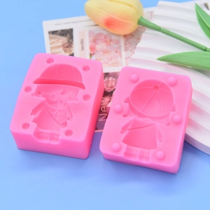 3D cartoon girl and boy hat candle silicone molds for DIY soap and cake baking crafts