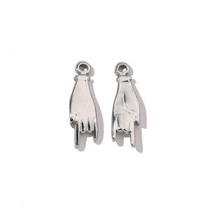 Polished silver rock-on hand gesture pendants in stainless steel for jewelry making