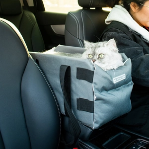 Car Pet Seat Portable Carrier Oxford Cloth Lamb Wool Lining Central Console Safety Bed For Small Dogs Cats