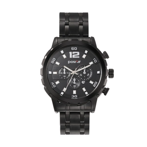 Men Quartz Watch Alloy Case Stainless Steel Band Waterproof Business Leisure Sporty Round Dial Chronograph Style