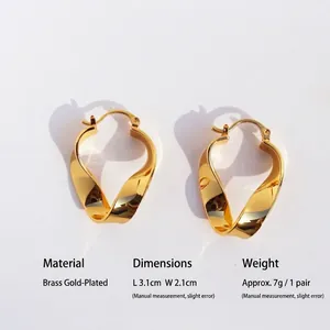 Irregular twisted geometric hoop earrings in gold plated finish for women